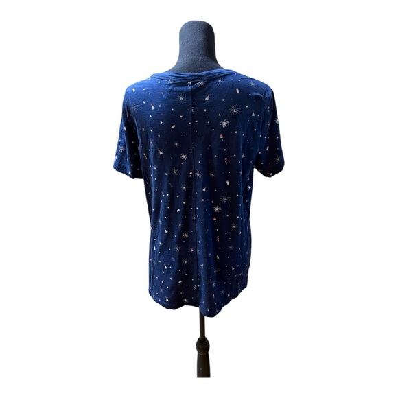 Loft Women's Blue Starry Print Top size L - Picture 6 of 6